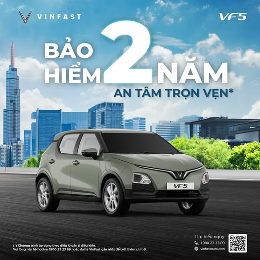 VF 5 – An tâm tối đa với 2 năm bảo hiểm vật chất