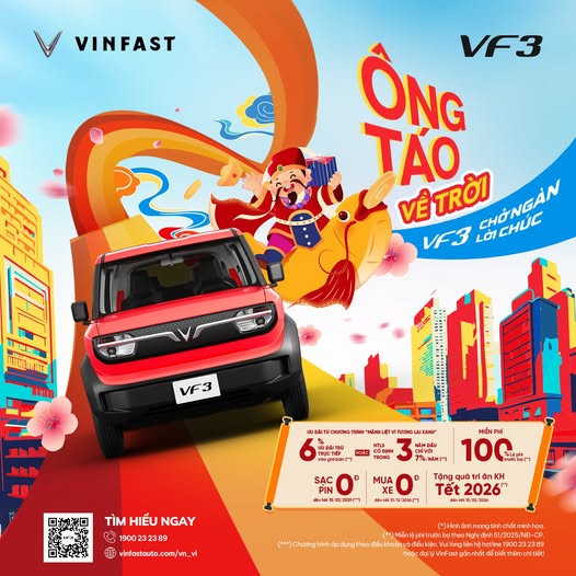 🔥 ÔNG TÁO VỀ TRỜI – VF 3 CHỞ NGÀN LỜI CHÚC 🔥