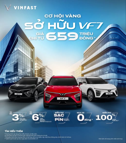 🚗⚡ CƠ HỘI VÀNG SỞ HỮU VF 7 – GIÁ CHỈ TỪ 659 TRIỆU ĐỒNG (*)