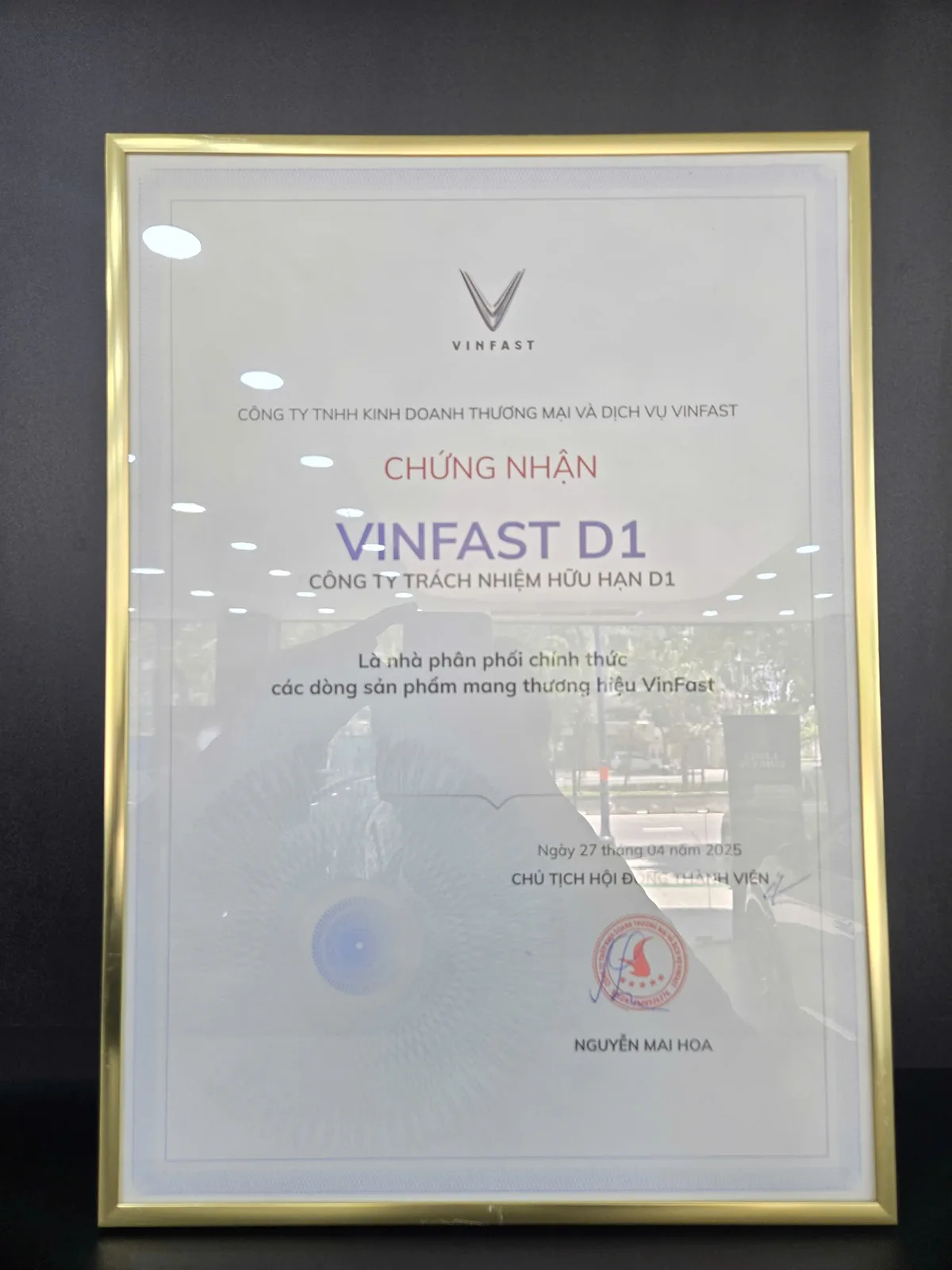 Chứng nhận Vinfast D1